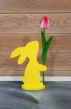 Фигурка декоративная "Зайка с тюльпаном", желтый, 18 см